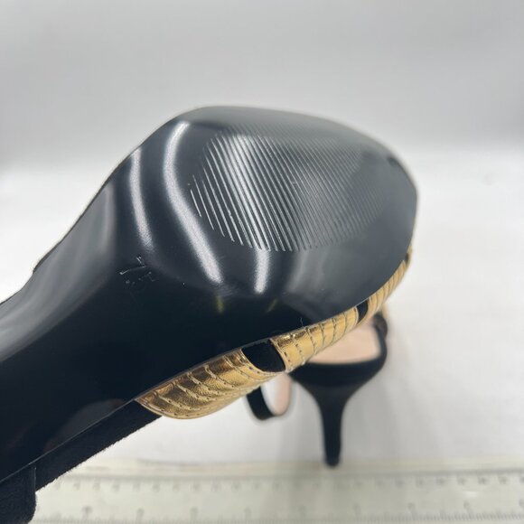 FOWT Gold Petal Decor Pointed Toe Slingback Pumps High Heel Slip on Sandals - Picture 6 of 8